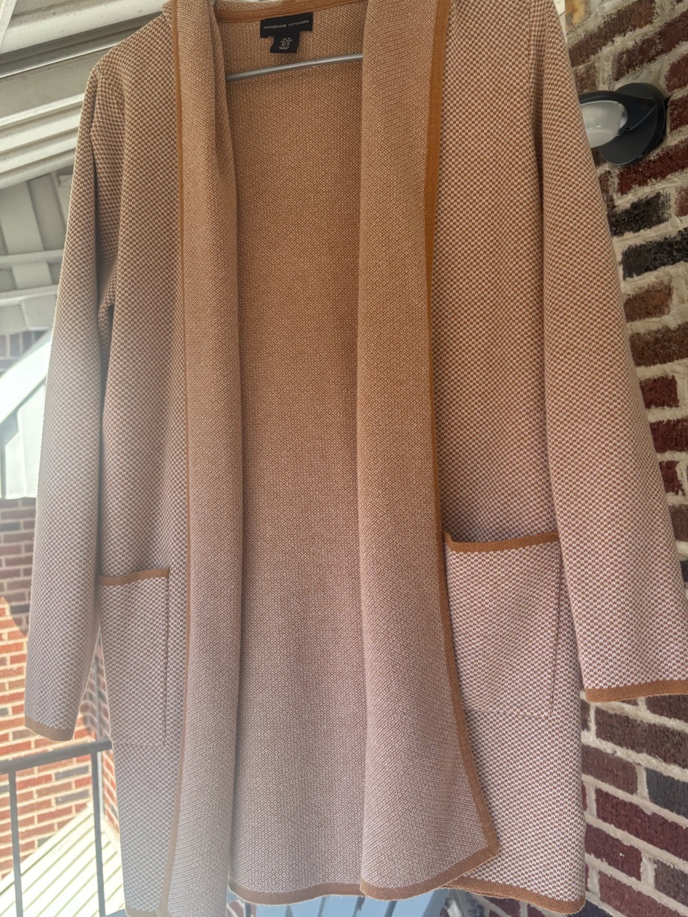 Classy Adrienne Vittadini pen-Front Long Cardigan - Beige Size Medium